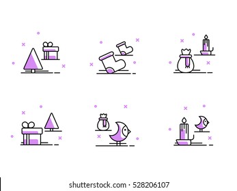 Christmas and Winter icons collection - vector silhouette