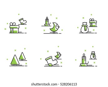 Christmas and Winter icons collection - vector silhouette