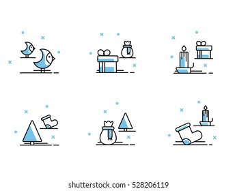 Christmas and Winter icons collection - vector silhouette