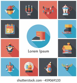 Christmas and winter icons set