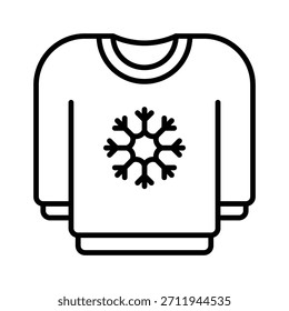 Christmas Winter Jersey Vector Illustration, Line Style Icon