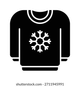 Christmas Winter Jersey Vector Illustration, Solid Style Icon