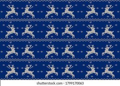 Christmas and Winter knitted seamless pattern, scandynavian style