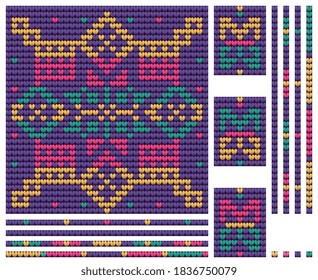 Christmas winter knitting pattern with Nordic Star, violet color