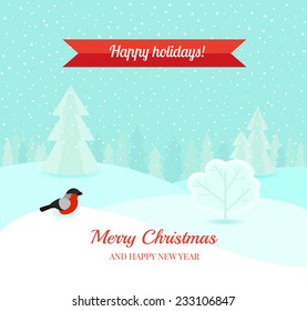 Christmas winter landscape background