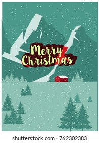 Christmas winter landscape background. Abstract Vector