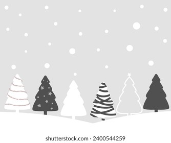 Christmas winter landscape background Merry Christmas Snow Forest Winter pine trees and mountain paper vector illustration