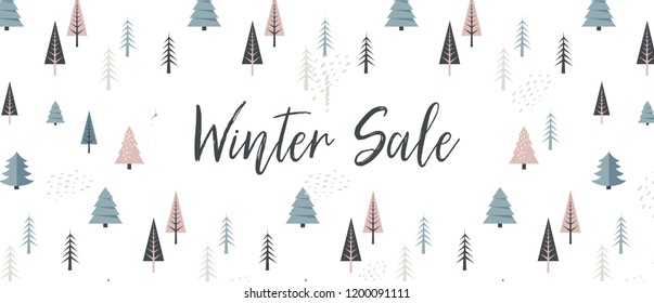 Christmas winter landscape background. Christmas sale. Abstract Vector
