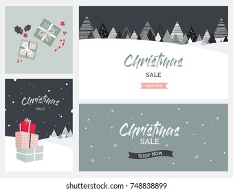 Christmas winter landscape background. christmas sale. christmas sale banner