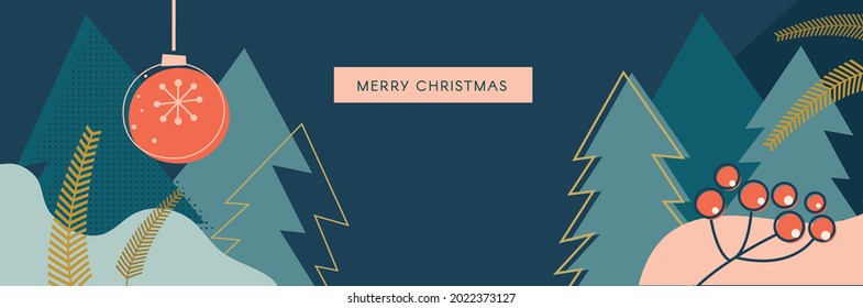 Christmas winter landscape background. Winter season landscape with Christmas trees. vector background