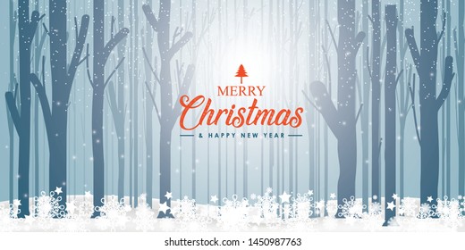 Christmas winter landscape background. Vector.