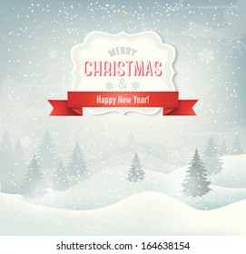 Christmas winter landscape background. Vector.