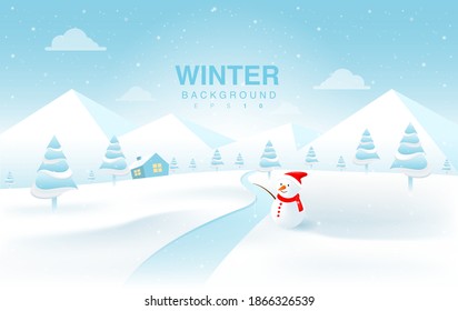 Christmas Winter Landscape Background. Vector EPS 10