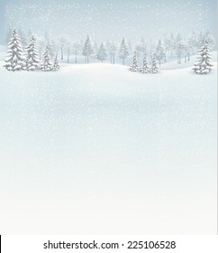 Christmas winter landscape background. Vector. 