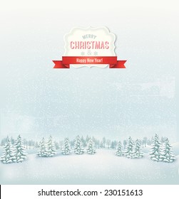 Christmas winter landscape background. Vector. 