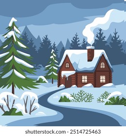 Navidades de fondo de paisaje de invierno. Vector.
