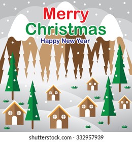 Christmas winter landscape background. Vector.