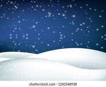 Christmas winter landscape with falling snow