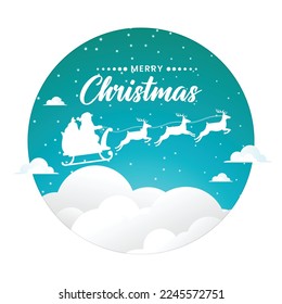 Christmas winter landscape with Santa Claus. Christmas festive poster design