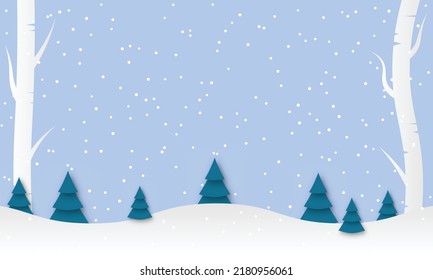 Christmas Winter Landscape With Snowflake Vector Illustration
