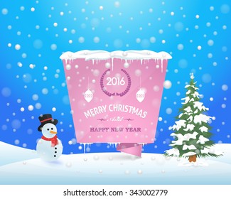 Christmas Winter Landscape Vector Background