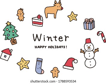 Christmas and winter motif illustration set