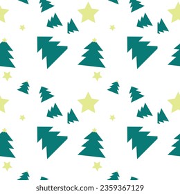 Christmas winter New Year trees New Year packaging background postcard green ornament greeting package background repeating continuous pattern