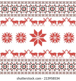 Christmas and Winter Norwegian seamless pattern. Vector illustration