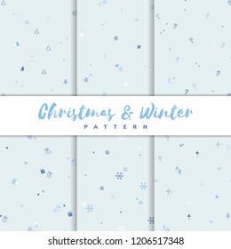 Christmas and winter pattern background set