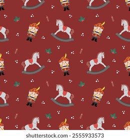 The Christmas winter pattern with the image of the nutcracker	
