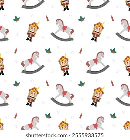 The Christmas winter pattern with the image of the nutcracker	
