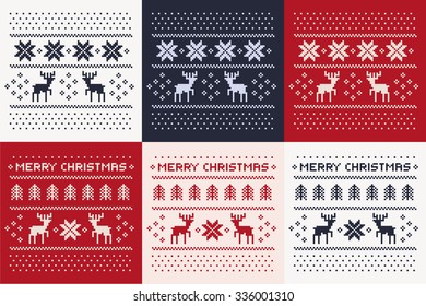 christmas winter pattern print set for jersey or t-shirt. Pixel deers and christmas trees