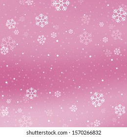 Christmas winter red background with falling snow and snowflakes. Vector Illustration.
