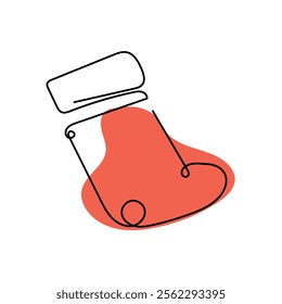 Christmas winter red socks isolated on white background. Hand drawn vector flat illustration.