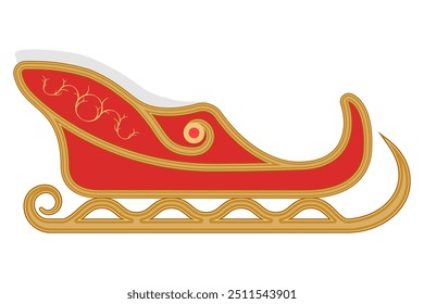 christmas winter santa sleigh flat style vector illustration isolated on white background