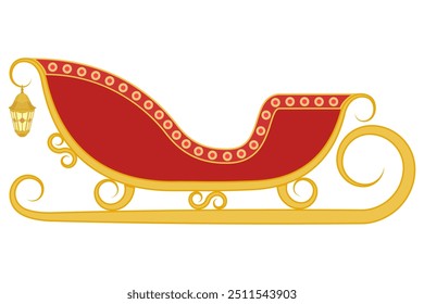 christmas winter santa sleigh flat style vector illustration isolated on white background