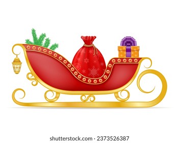 christmas winter santa sleigh vector illustration isolated on white background