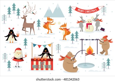 christmas/ winter scene vector/illustration