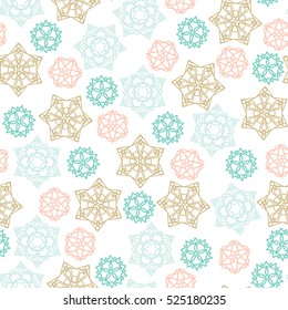 Christmas winter Seamless Pattern with color Snowflakes