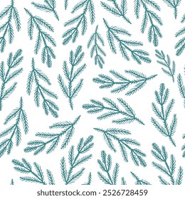 Christmas and winter seamless pattern with fir tree branches for wallpaper, digital paper, scrapbooking, stationery, wrapping paper, towels, kitchenware, tablecloth, etc, EPS 10