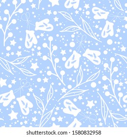 Christmas winter seamless vector pattern on blue background.EPS 10