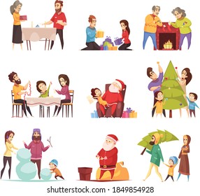 Christmas and winter seasonal activities vector illustrations