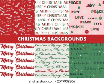 Christmas and winter seasonal seamless pattern set. seasonal holiday seamless pattern with text. texture for wallpaper, web page background, wrapping paper