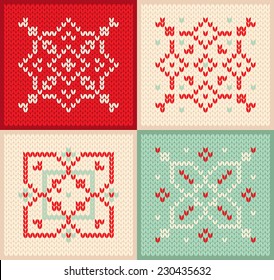 Christmas and Winter set knitted pattern with snowflakes scandinavian sweater texture