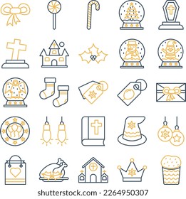 Navidad, juego de invierno, paquete de Navidad, iconos vectoriales de Navidad, juego de fiestas, paquete de celebraciones, iconos de eventos, paquete de diciembre, iconos de Navidad 