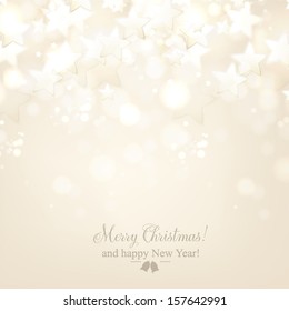 Christmas winter silver background with luminous stars and snowflakes