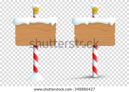 Christmas Winter Snow Blank Wooden Signs On A Transparent Background
