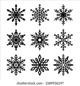 Christmas and winter snow flakes set vector, beautiful collection