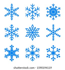 Christmas and winter snow flakes set vector, beautiful collection