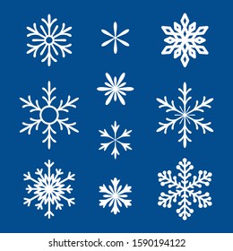 Christmas and winter snow flakes set vector, beautiful collection